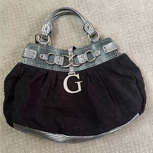 G by Guess Black Handbag with Silver Accents